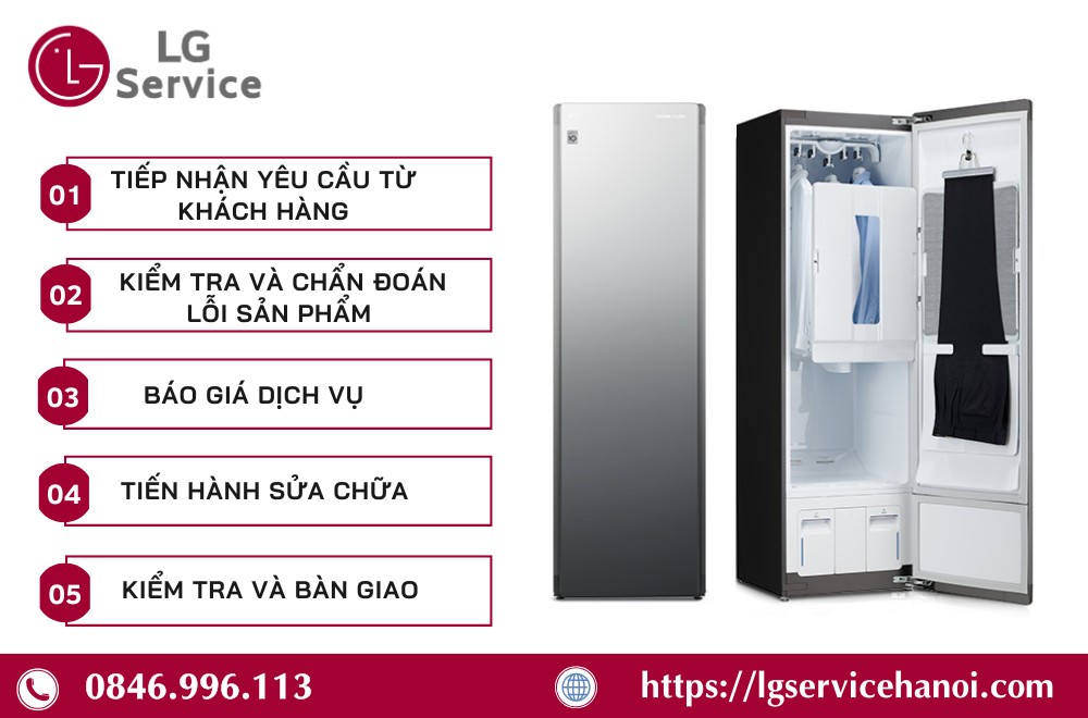 Quy trình bảo hành tủ chăm sóc quần áo LG tại trung tâm bảo hành LG Service Hà Nội
