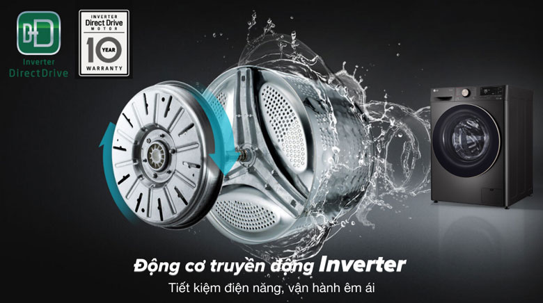 Máy giặt LG Inverter 14kg FV1414S3BA lồng ngang - Động cơ Inverter tiết kiệm điện hiệu quả