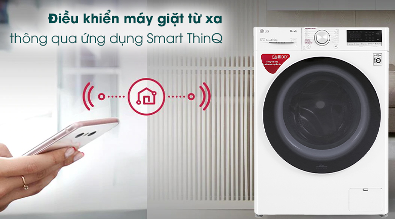 Smart ThinQ-Máy giặt LG AI DD 8.5 kg FV1408S4W lồng ngang