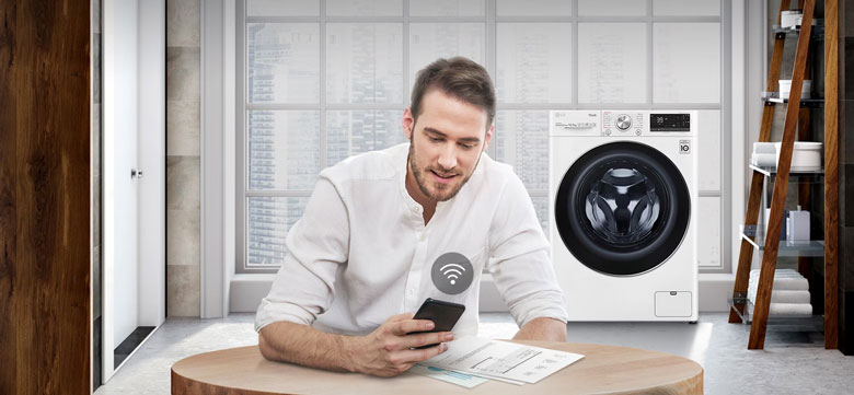 Máy giặt sấy LG Inverter 10kg FV1410D4W1 - Theo dõi, kiểm soát thông minh