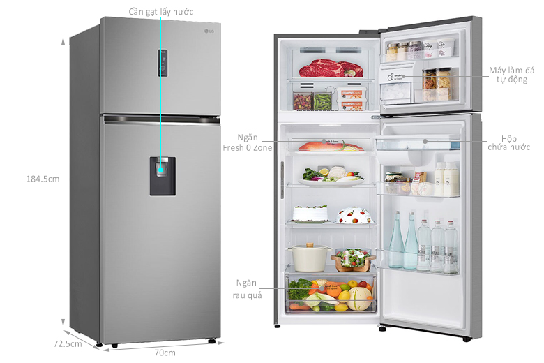 Tủ lạnh LG Inverter 459 lít LTD46SVMA mang đến kích thước chuẩn