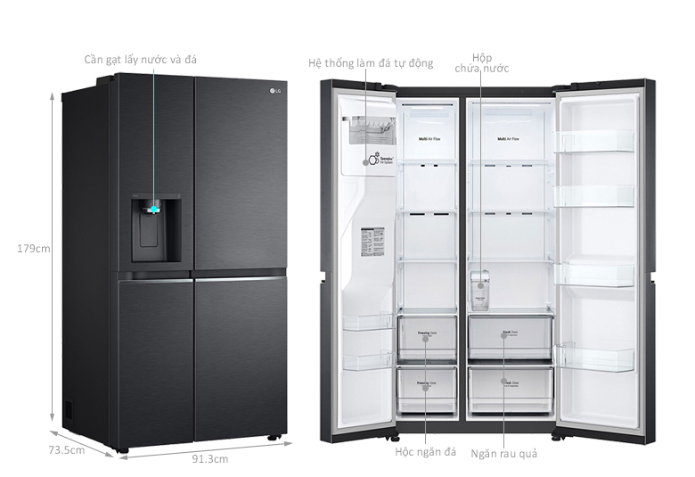 Kích thước tủ lạnh LG GR-D257MC