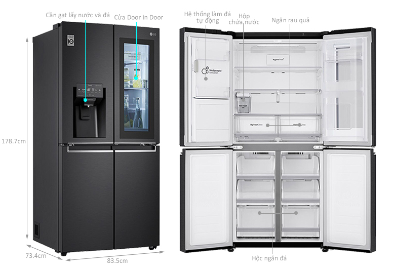 kích thước Tủ lạnh LG GR-X22MBI
