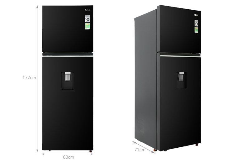 Kích thước tủ Lạnh LG Inverter 334 lít GN-D332BL