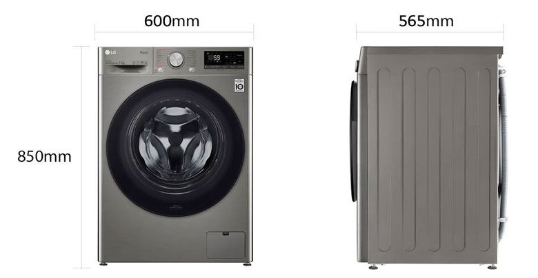 Máy giặt LG Inverter 11 kg FV1411S4P lồng ngang - Kích thước thực tế