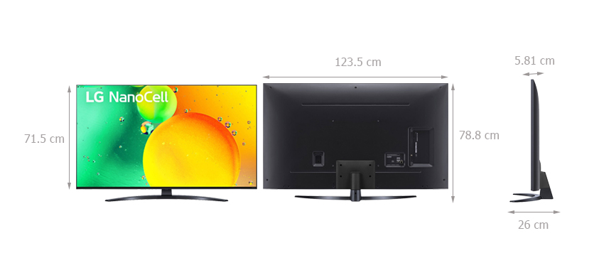 Smart Tivi NanoCell LG 4K 55 inch 55NANO76SQA: Kích thước