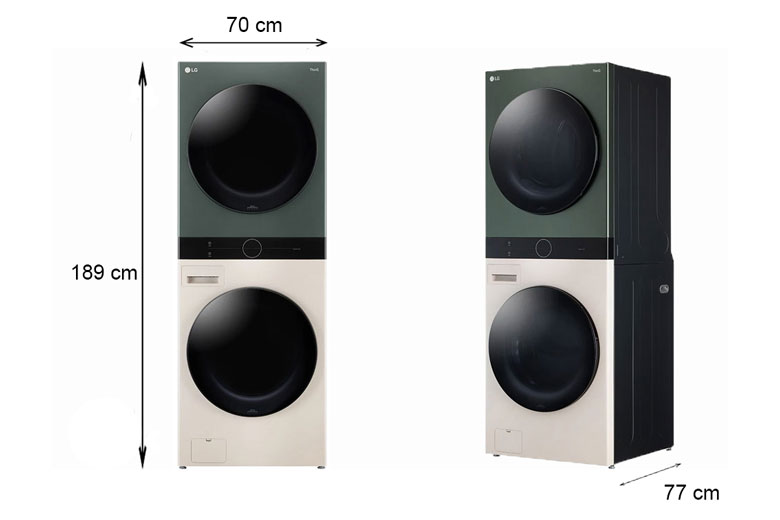 Máy giặt sấy LG Inverter 21kg WT2116SHEG lồng ngang - Kích thước thực tế