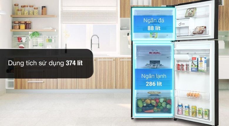 Dung tích lớn, phù hợp với gia đình 3 - 4 người - Tủ lạnh LG Inverter 374 lít LTD37BLM