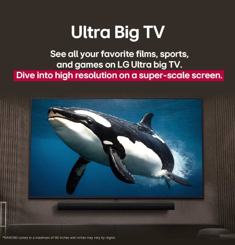Smart Tivi NanoCell LG AI 4K 55 inch 55NANO80ASA - Tivi 43 inch với thiết kế nhỏ gọn, viền mỏng