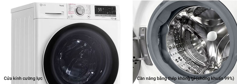 Máy giặt LG Inverter 11kg FV1411S4WA lồng ngang - Chất liệu cao cấp, sang trọng