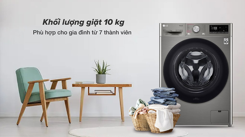 Khối lượng giặt-Máy giặt LG Inverter 10 kg FV1410S4P lồng ngang
