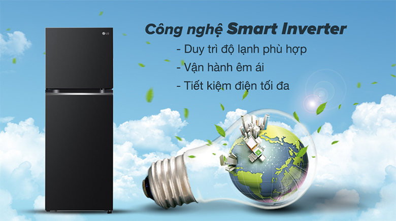 Tủ lạnh LG Inverter 243 Lít GV-B242BL - INVETER tiết kiệm điện