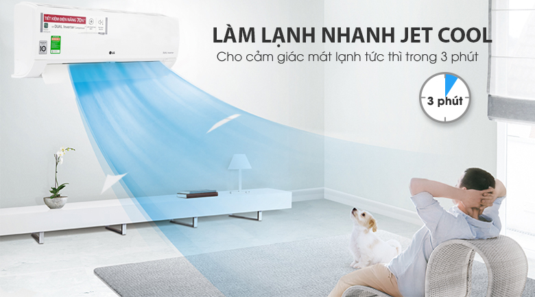 Chế độ làm lạnh nhanh Jet Cool - Điều hòa LG 1 chiều Inverter 12000BTU V13API 