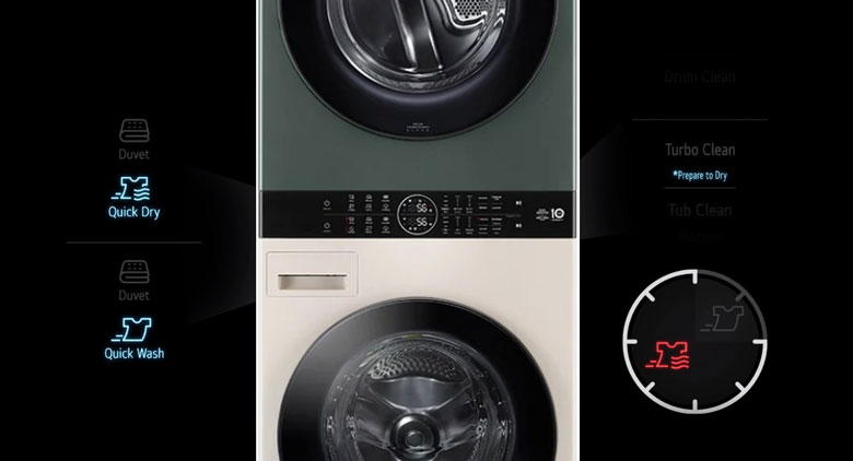 Tháp giặt sấy LG giặt 25 kg - sấy 17 kg WT2517NHEG - Giặt sấy nhanh chóng & tiết kiệm