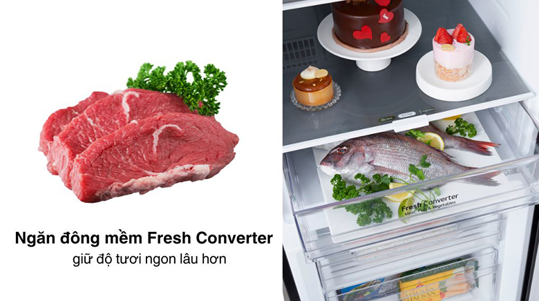 Tủ lạnh LG Inverter 332 lít LBD33BLMA - Công nghệ bảo quản thực phẩm Fresh Converter 