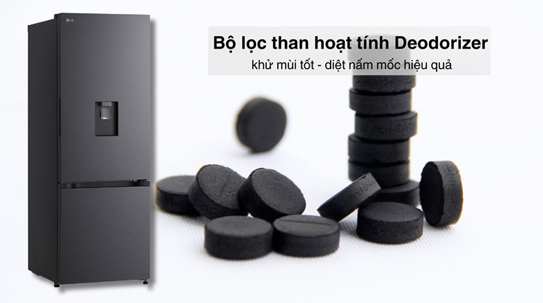 Tủ lạnh LG Inverter 332 lít LBD33BLM - Khử mùi và diệt khuẩn với bộ lọc than hoạt tính Deodorizer