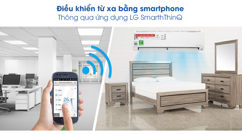 Tích hợp Wifi - Điều hòa LG Inverter 12000 BTU V13API1 điều khiển với điện thoại từ xa