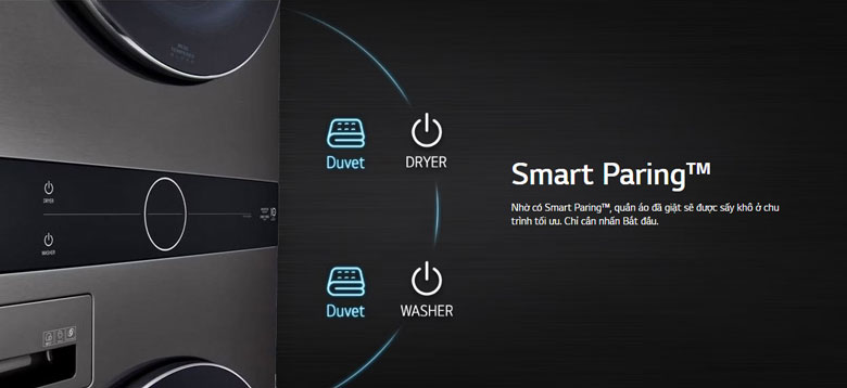 Máy giặt sấy LG Inverter WashTower™ 24kg WT1410NHB lồng ngang - Công nghệ Smart Paring