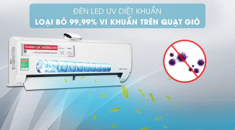 Công nghệ UVnano làm sạch vi khuẩn nấm mốc - Điều hòa LG Inverter 9200 BTU V10APFUV