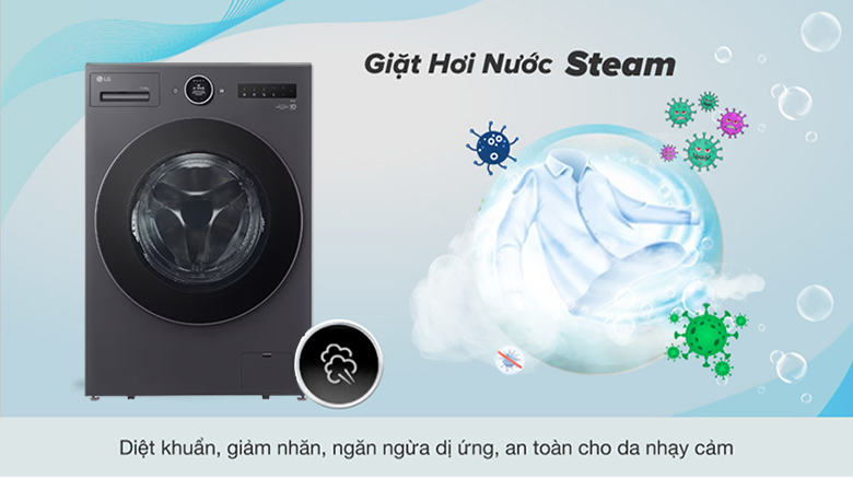 Máy giặt sấy LG Inverter 15kg F2515RNTG lồng ngang - Công nghệ giặt hơi nước Steam