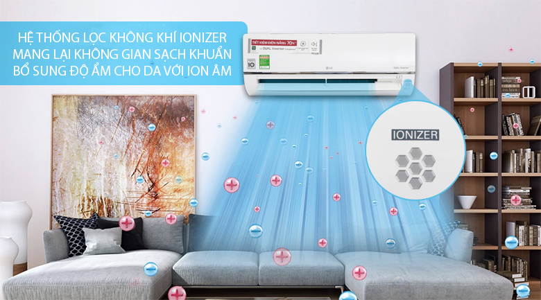 Bộ tạo ion lọc sạch không khí - Điều hòa LG 1 chiều Inverter 12000BTU V13API  