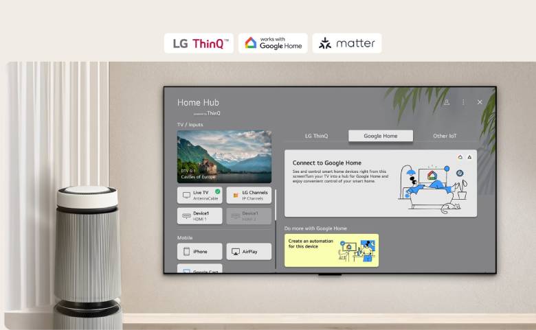 Smart TV LG OLED evo AI C5 4K 77 inch OLED77C5PSA - Kết nối thông minh qua LG ThinQ
