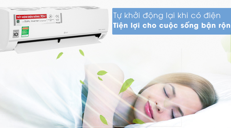 Tự khởi động lại khi có điện - Điều hòa LG Inverter 12000 BTU V13API1 nhanh chóng