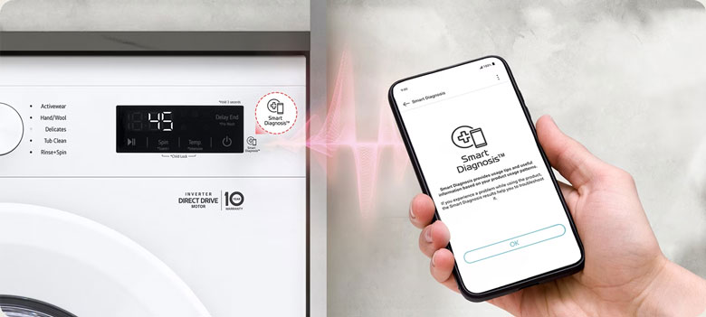 Máy giặt AI DD™ Inverter 9kg LG FB1209S6W lồng ngang - Chuẩn đoán lỗi thông minh