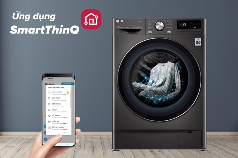 Ứng dụng Smart ThinQ - Máy giặt LG Inverter 10 kg FV1410S3B lồng ngang
