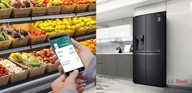 smart thinQ Tủ lạnh LG Inverter InstaView Door-in-Door 494 lít GR-D22MB