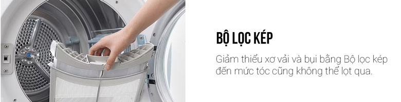 Máy sấy LG DVHP50M - Bộ lọc kép sạch x2 giảm thiểu xơ vải và bụi bẩn