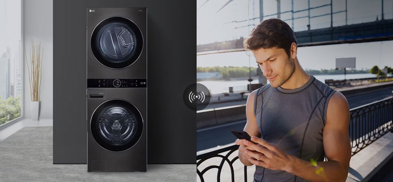 Máy giặt sấy LG Inverter WashTower™ 24kg WT1410NHB - Điều khiển từ xa bằng LG ThinQ