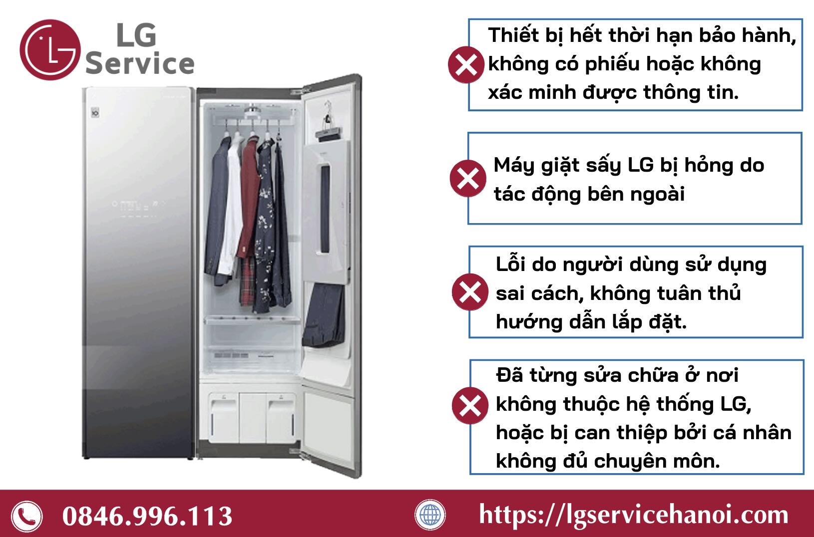 Trường hợp từ chối bảo hành máy giặt hấp sấy LG