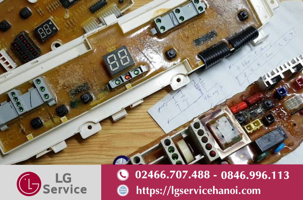 Board mạch điều khiển máy giặt LG bị hỏng