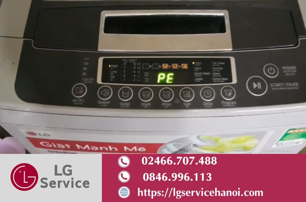 Lỗi PE là thông báo liên quan đến cảm biến mực nước, hay còn gọi là phao áp suất, trên máy giặt LG
