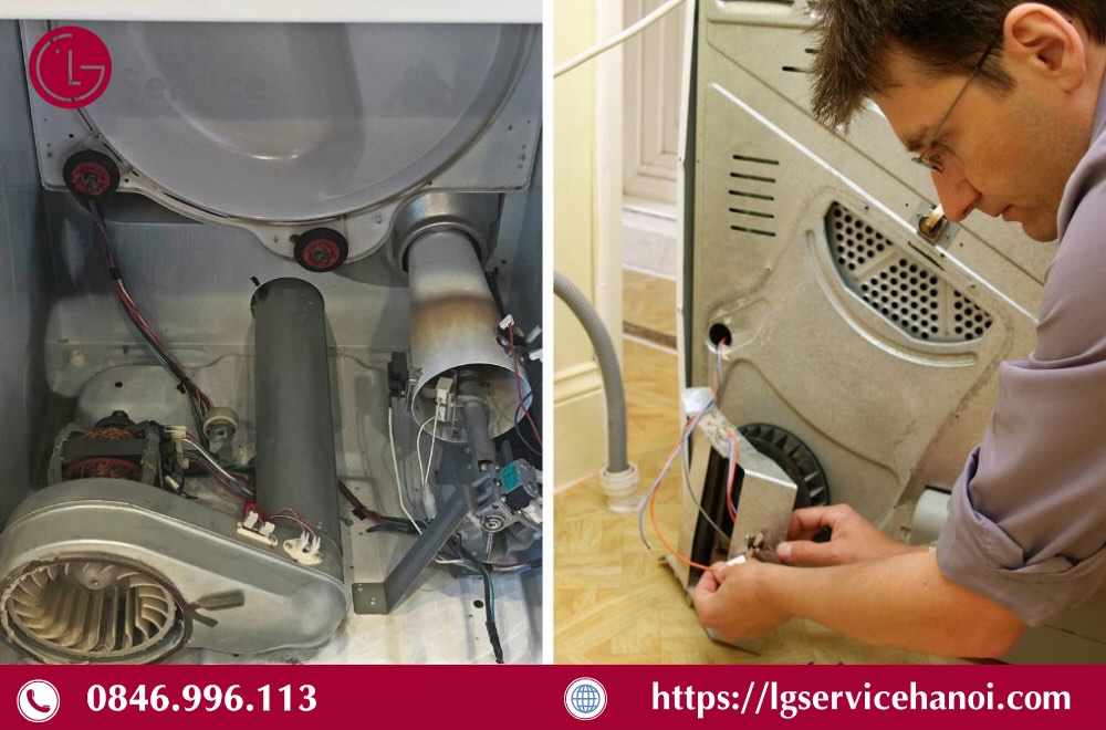 Kiểm tra cảm biến trên sợi dây đốt trong máy sấy LG