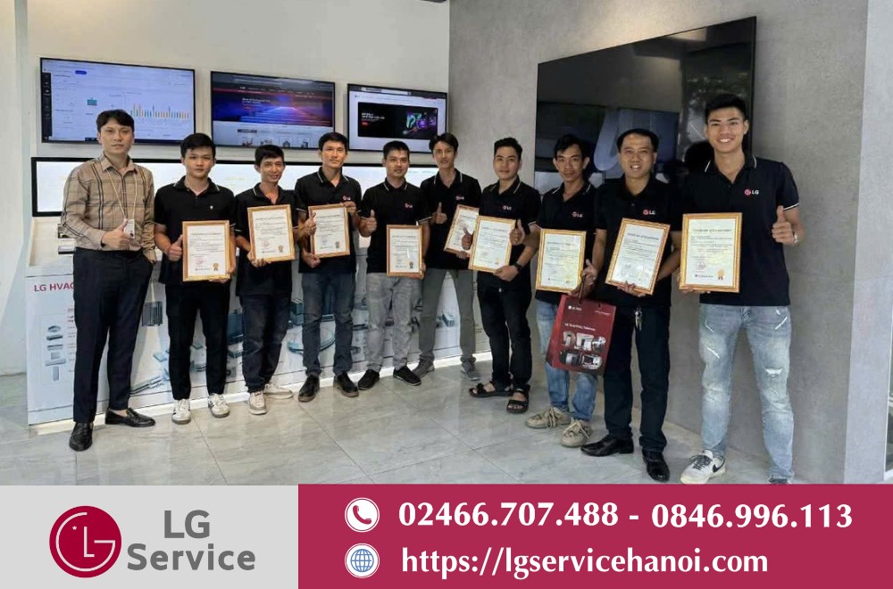 Đội ngũ kỹ thuật viên tại LG Service được đào tạo bài bản, chuyên sâu, giàu kinh nghiệm