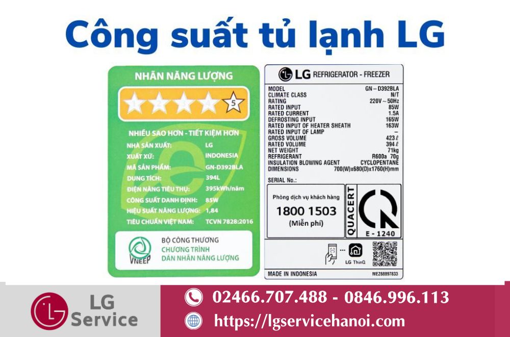 Công suất tủ lạnh là thông số kỹ thuật thể hiện mức độ tiêu thụ điện năng của tủ lạnh trong quá trình hoạt động