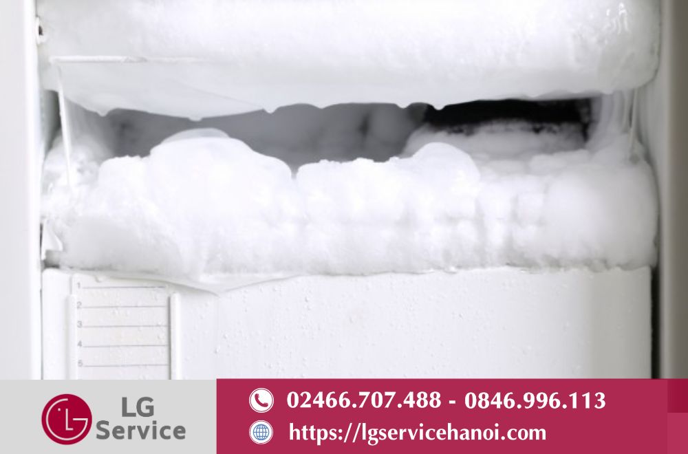 Tủ lạnh LG bị đóng tuyết là tình trạng hơi ẩm bên trong tủ ngưng tụ và đóng băng